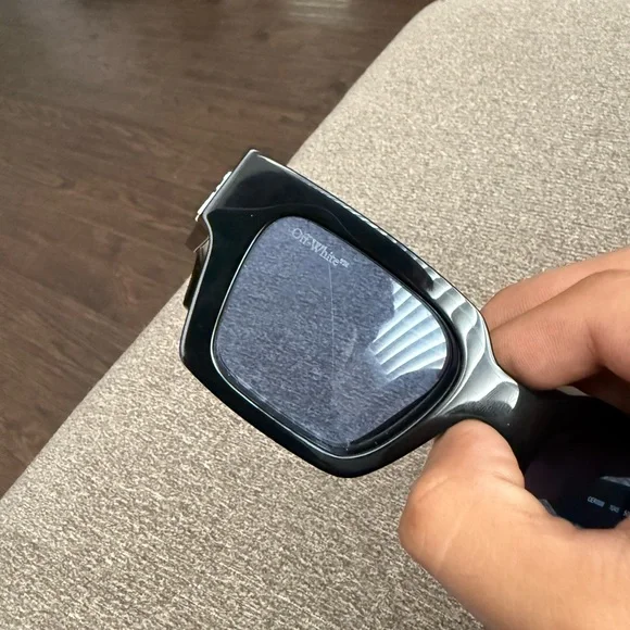 Off-White Black Sunglasses with Blue Lenses
